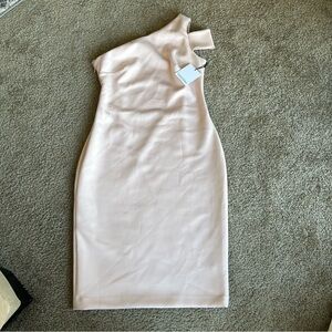 Pale Pink One-Shoulder Cocktail Dress